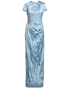 Erdem Embroidered Draped Gown - Blue