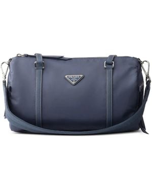Prada Large Re-Nylon And Saffiano Leather Duffel Bag - Blue