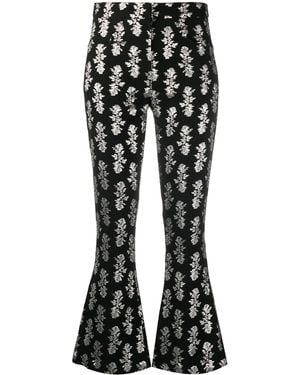 16Arlington Metallic-Print Flared Pants - Black