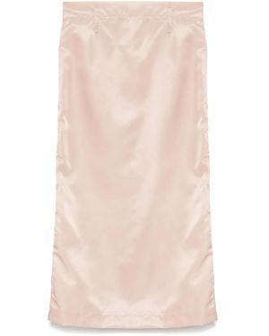 A.M.G Rear-Slit Midi Skirt - Natural