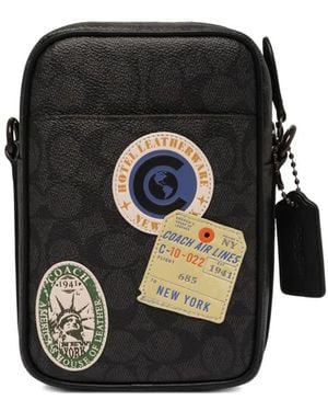 COACH Hitch Patch-Print Messenger Bag - Black