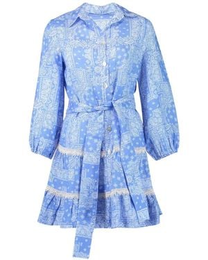 Temptation Positano Gelato Bandana-Hemdkleid mit Gürtel - Blau