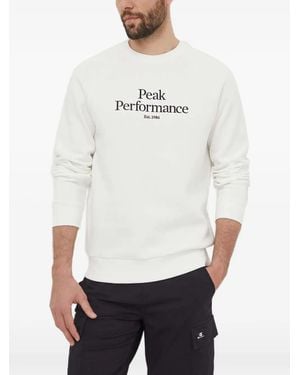 Peak Performance Logo Crew-Neck Sweatshirt - White