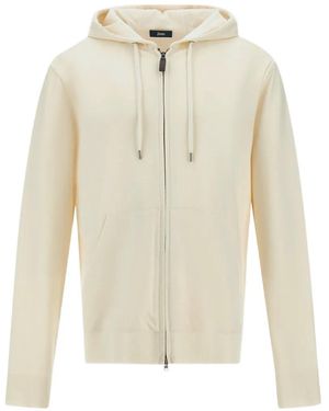 Herno Drawstring Hood Logo Sweatshirt - White