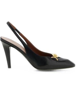 Versace Zapatos De Tacón La Medusa De Piel Con Tira Trasera - Negro
