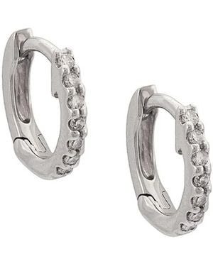 Dana Rebecca Pendiente Huggie En Oro Blanco De 14Kt Con Diamantes