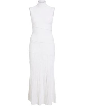 Proenza Schouler Federica Micro-Pleat Turtleneck Dress - White