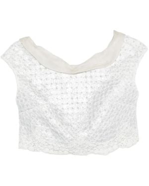 Gemy Maalouf Top Crop Con Motivo - Bianco