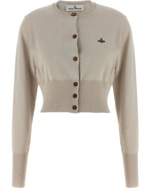 Vivienne Westwood Cropped-Cardigan mit Logo-Stickerei - Natur