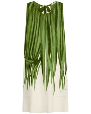 Oscar de la Renta Palm Leaves Jacquard Shift Dress - Green