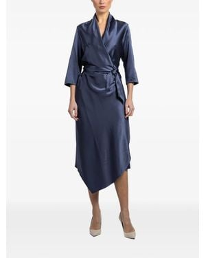 Peter Cohen New Victor Tie-Waist Wrap Midi Dress - Blue