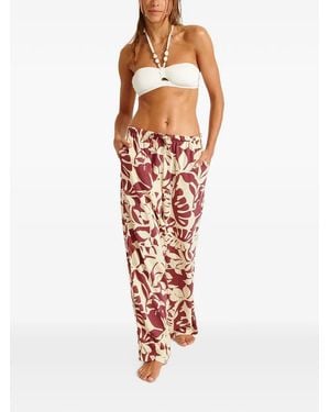 Banana Moon Okeah Sarong Leaf-Print Drawstring Trousers - Red