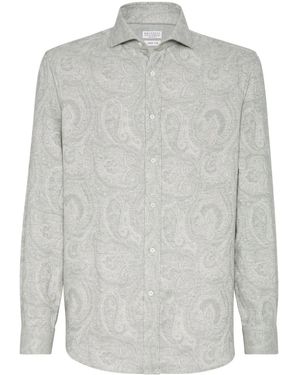 Brunello Cucinelli ペイズリー シャツ - グレー