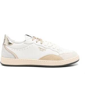 Twinset Metallic-Effect Panelled Trainers - White