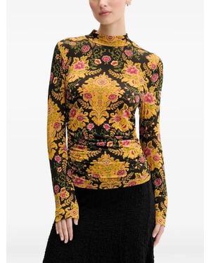 FARM Rio Floral-Pattern T-Shirt - Black