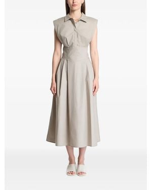 Guess Sleeveless Pleated Midi Dress - White