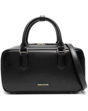 Semicouture Logo-Debossed Tote Bag - Black