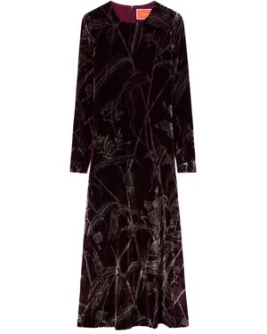 La DoubleJ Long-Sleeve Bamboo-Print Maxi Dress - Purple