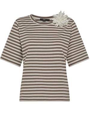 Seventy ストライプ フローラル Tシャツ - グレー