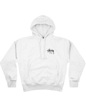Stussy Long-Sleeve Logo-Detail Hoodie - White