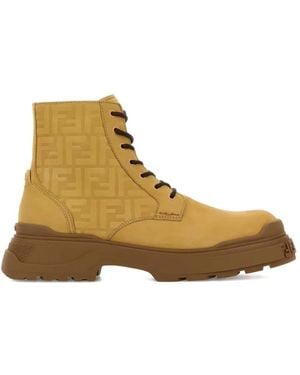Fendi Beige Suede Force Light Ankle Boots - Natural