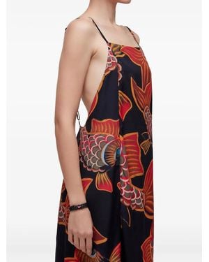 Osklen Vestido Con Tirantes Finos Y Pez Estampado - Rojo
