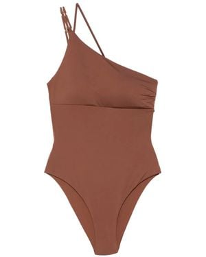 Max Mara Shoulder Strap Asymmetric Swimsuit - Brown