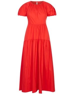 MEIMEIJ Vestido Largo Con Capas Escalonadas - Rojo