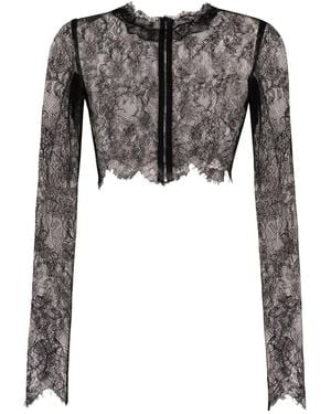 Dolce & Gabbana Sheer Lace Cropped Top - Gray