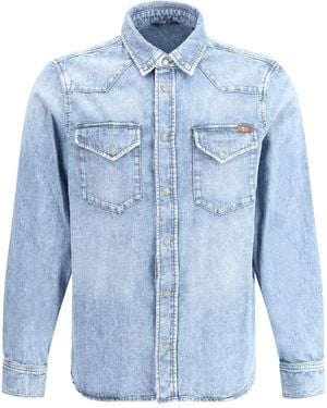 7 For All Mankind Jeanshemd mit Klappentasche - Blau
