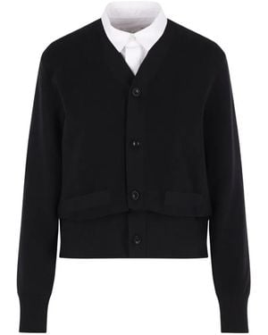 Sacai Layered V-Neck Cardigan - Black