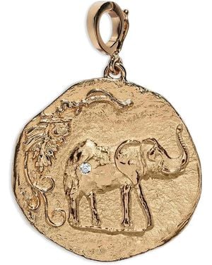 Azlee Diamond Round Coin Pendent - Metallic