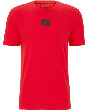 HUGO Logo-Appliqué Cotton T-Shirt - Red