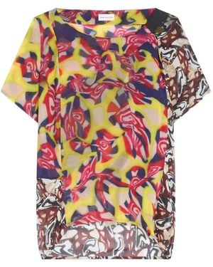 Dries Van Noten Abstract-Print Draped Top - White