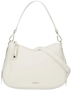 Coccinelle Small Nory Leather Shoulder Bag - White