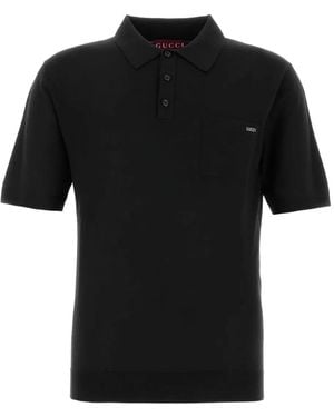 Gucci Poloshirt Aus Wolle - Schwarz
