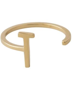 Design Letters Letter T Open-Band Ring - Metallic