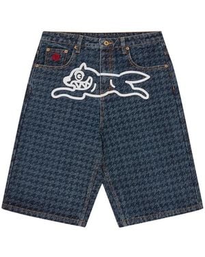 ICECREAM Houndstooth Graphic Shorts - Blue