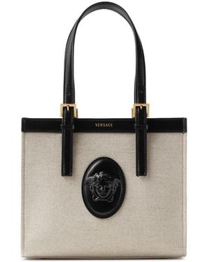 Versace Rivière Mini Canvas Tote - White