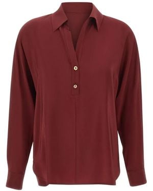 Max Mara Hammered-Button Silk Blouse