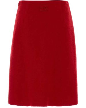 Miu Miu Jupe Mi-Longue En Flanelle - Rouge