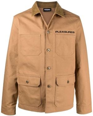 Pleasures Graphic-Print Button-Up Jacket - Brown
