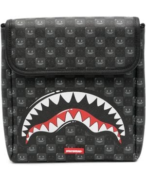 Sprayground Borsa Messenger Shark Mouth A Quadri - Grigio