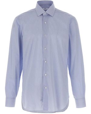 Barba Napoli Striped Button-Up Shirt - Blue