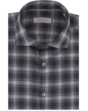 Canali Plaid Button Shirt - Black