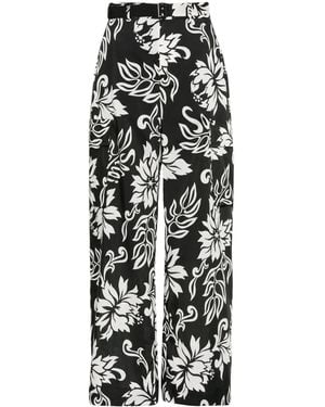 Sacai Floral-Print Palazzo Pants - Black