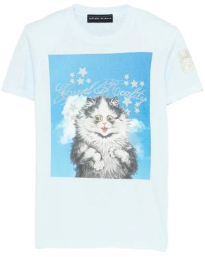 BARBARA BOLOGNA Cat-Print T-Shirt - Blue