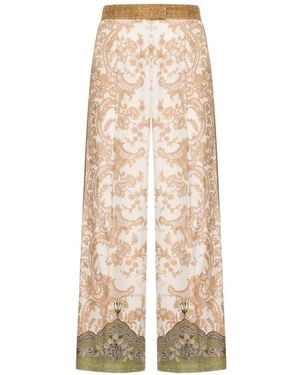 Pierre Louis Mascia Cialda Baroque-Print Palazzo Trousers - Natural