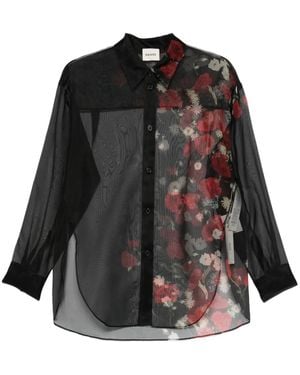 KHAITE Floral Sheer Shirt - Black