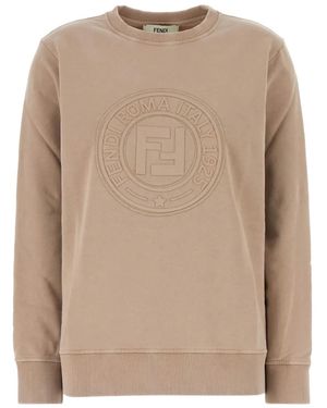 Fendi Cappuccino Cotton Oversize Sweatshirt - Natural